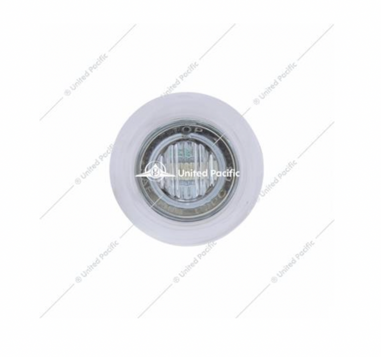 3 LED Dual Function Mini Clearance/Marker Light With Bezel - Red LED/Clear Lens