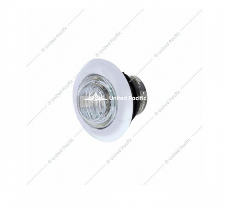 3 LED Dual Function Mini Clearance/Marker Light With Bezel - Red LED/Clear Lens