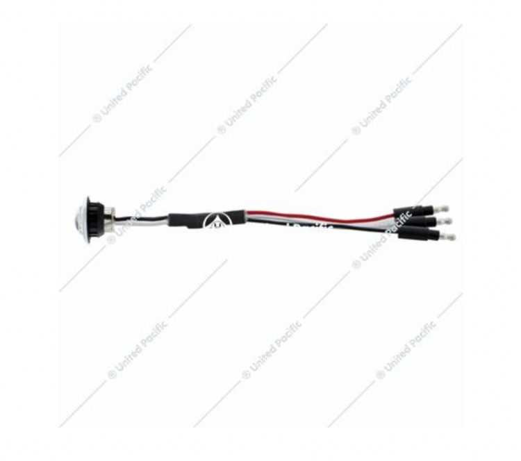 3 LED Dual Function Mini Clearance/Marker Light With Bezel - Red LED/Clear Lens