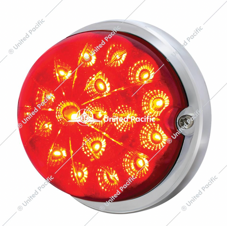 17 LED Dual Function Watermelon Clear Reflector Flush Mount Kit With Low Profile Bezel -Red LED & Lens