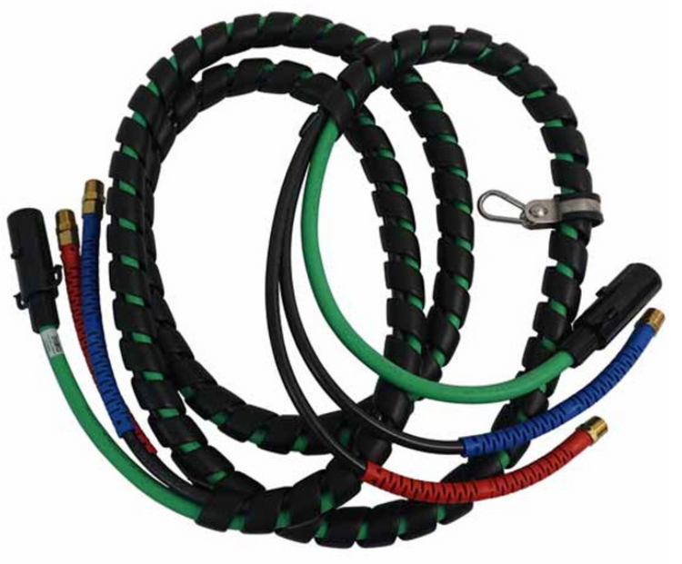 Reflexallen 15 Foot 3-N-1 ABS Trailer Cable-Hose Assembly W/ Green Electrical Cable, Nylon 7-Way Plugs & 2 Intelli-Flex Air Lines