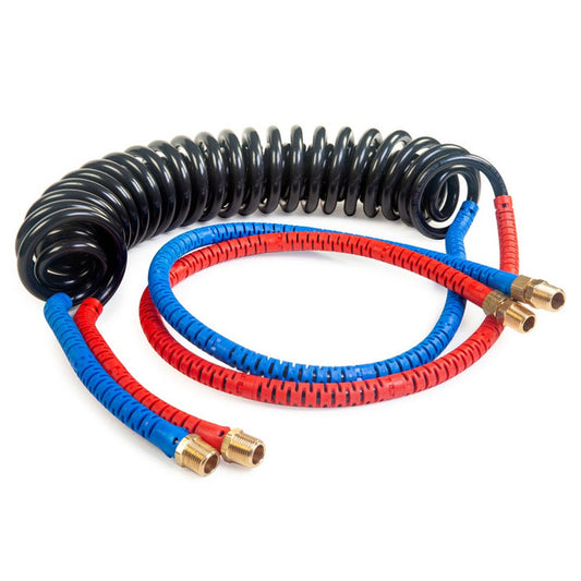 Reflexallen USA 15' Air Brake Coil-in-Coil Compact Intelli-Flex Kink-Repairing Service And Emergency Coil Pair With 40" Leads