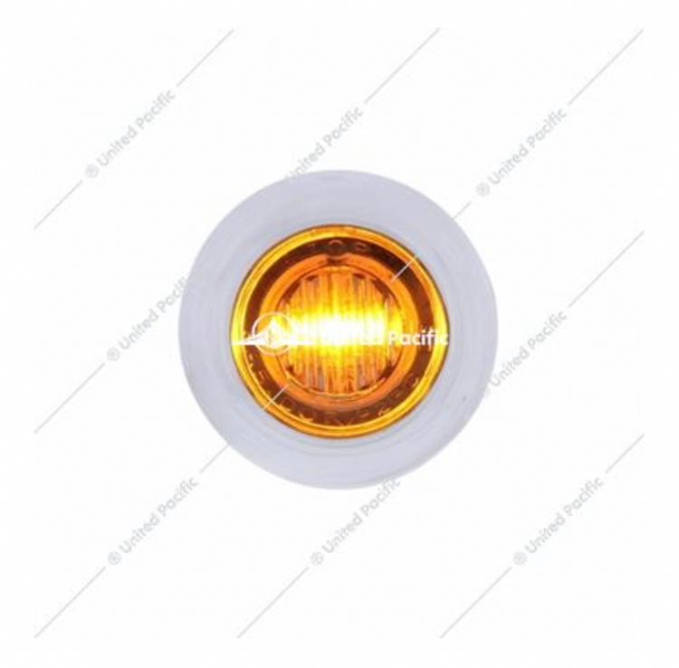 3 LED Dual Function Mini Clearance/Marker Light With Bezel - Amber LED/Clear Lens