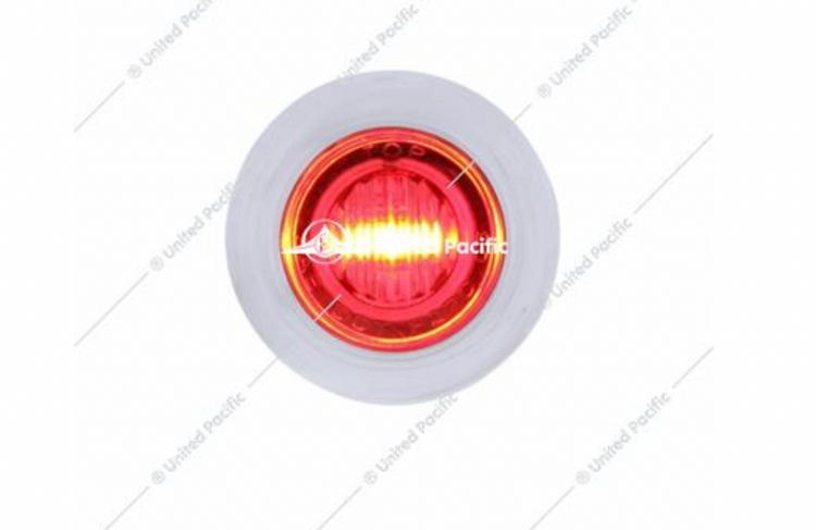 3 LED Dual Function Mini Clearance/Marker Light With Bezel - Red LED/Clear Lens