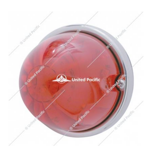 17 LED Dual Function Watermelon Flush Mount Kit With Low Profile Bezel - Red LED/Red Lens