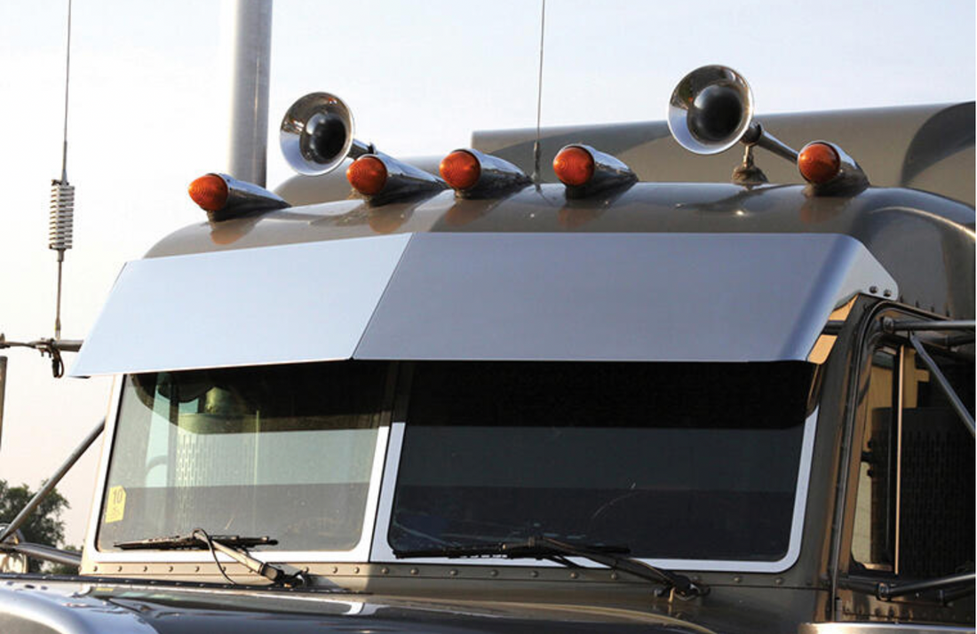 Peterbilt Rear Window Visor RoadWorks Peterbilt Windshield Visors – HD Equipment Inc Site
